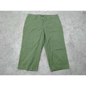 Avenue Stretch Pants Womens 20 Green Cropped Capri Cotton Spandex Casual Classic